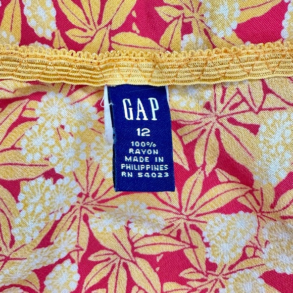 GAP Vintage Y2K 2001 Floral Yellow Red Orange Flowy Skirt - Picture 5 of 9